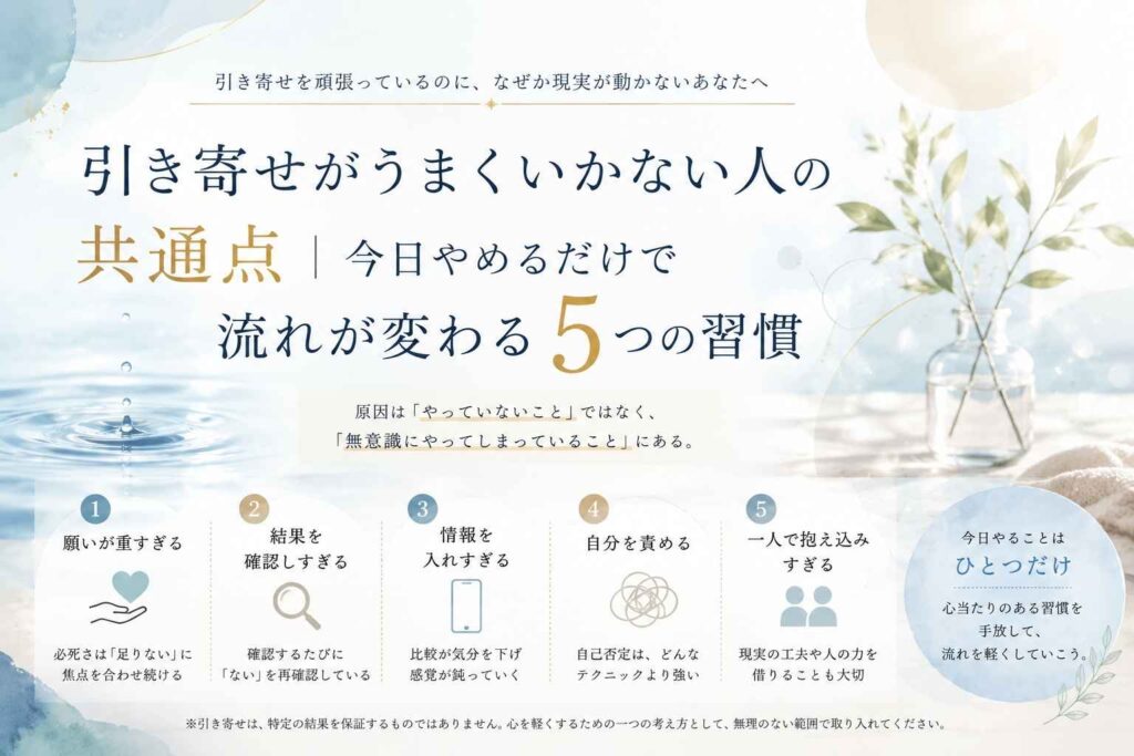 記事内容まとめ、引き寄せがうまくいかない人の特徴